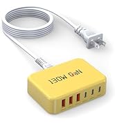 Boyunenge USB C Type C Power Adapter, 130W 6 Port Fast Charger Charging Station Block Compatible ...