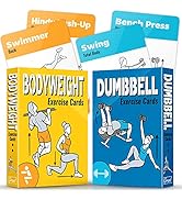 [2-PACK] Bodyweight &amp; Dumbbell Workout Cards - Large Size 5" x 3.5" Exercise Cards Deck with 100 ...