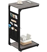 Vovonusy C-Shaped End Table, Small Couch Side Table with Storage Bag, Sofa Table for Living Room,...
