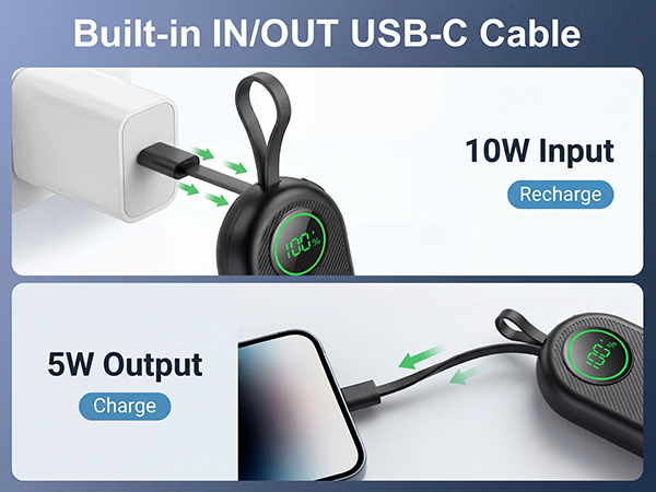 Built-in IN/OUT USB-C Cable