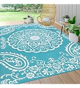 Pauwer Waterproof Outdoor Rug 8'x10', Reversible Outdoor Plastic Straw Rug, Outdoor Patio Rug for...
