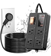IPX6 Outdoor Power Strip Weatherproof, Waterproof Surge Protector with 4 Wide Outlet with 2A2C US...