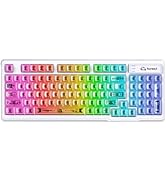 ZIYOU LANG M95 Transparent Membrane Keyboard,Wired Gaming Keyboard with Clear Keycap,Rainbow RGB ...