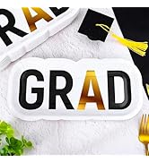 JarThenaAMCS Graduation Paper Plates Disposable Plates Black Gold GRAD Shaped Decorative Dinner P...
