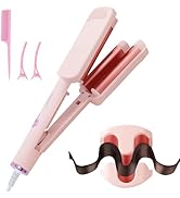Curling Iron Hair Crimper Waver - CHIKYO 3 Barrel Rovy Wave Curling Iron, 1.25 Inch Ionic Beach W...
