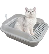 Collapsible Kitten Litter Box, Open High Sided Cat Potty Pan with Scoop Shallow Cat Toilet Anti-S...