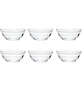 Iyulania Set of 6 Clear Glass Bowls, Dishwasher and Microwave Safe, Thick Prep Bowls, Ideal for P...