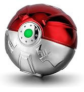 Metallic red and silver spherical device with a green button or indicator, shown from multiple angles.