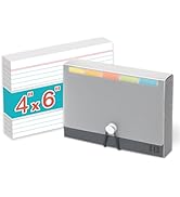 H4D 4x6 Index Card Case with 100 Heavyweight Ruled Index Cards and Dividers, Black