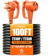 100 FT 30 Amp RV Extension Cord, RV Power Cordwith Grip Handle &amp; Organizer, NEMA TT-30P to TT-30R...