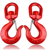 2Pcs 2 Ton Swivel Lifting Hook, Heavy Duty Crane Swivel Hook with Safety Latch, 4400 lbs Rotating...