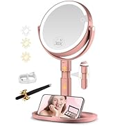 MOMOKUBA Makeup Mirror with Lights, 30X Magnifying &amp; Height Adjustable, Lighted Magnifying Mirror...