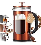 Veken French Press Coffee Maker 34oz 1 L, No Plastic Touching Cafe, Heat Resistant Thickened Boro...