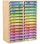Bambition Bamboo Marker Organizer for 224 Markers, Large Wood Alcohol Marker Storage Rack Pencil ...
