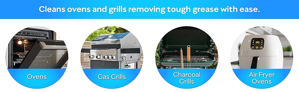 Cleans ovens and grills removing tough grease with ease.