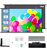 Projection Screen Black Backing 16: 9 Hanging Projector Screen 100" Indoor Movie Screen with 4K F...