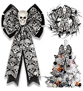 Skull Gothic Decor,Halloween Bows for Wreaths Decorations, Halloween Tree Topper Bow, Decorative ...