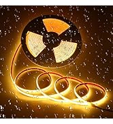 ALITOVE Waterproof COB Led Light Strip Warm White 24V 32.8ft Uniform Glow LED Tape Light Outdoor ...