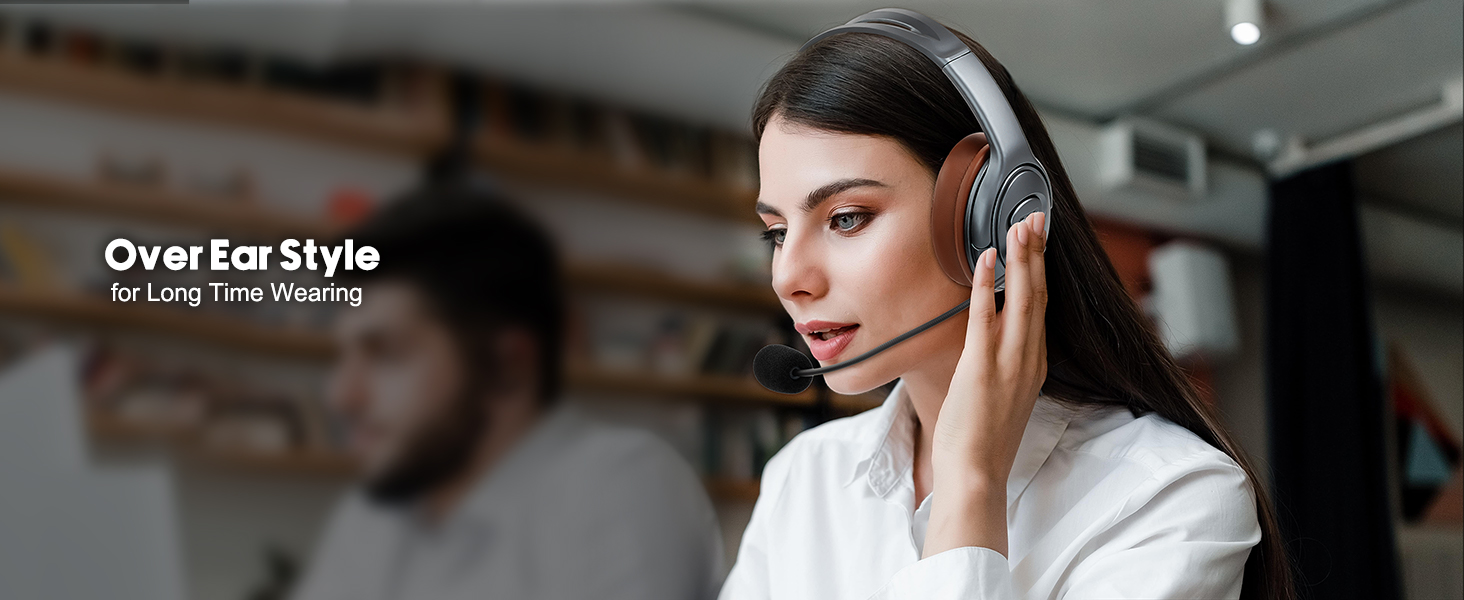 USB-A Over Ear Headphone, Big Ear Pads Headset USB, PC headset, Wired USB headset for Call Center