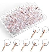 GOOLADA 120Pcs Rose Gold Push Pins, 1/3 Inch Map Tacks, Clear Push Pins, Rose Gold Steel Point an...