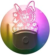 L LOHAS LED Kids Night Light, 8 RGB Color Changing Butterfly Night Lights with Dusk to Dawn Senso...