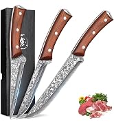 ROCOCO 3PCS Damascus Viking Boning Knife Set for Meat Cutting Deboning Brisket Trimming Fillet kn...