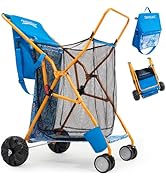 Old Bahama Bay Heavy-Duty Beach Cart with 100 lbs Capacity - Foldable Beach Wagon with Removable ...