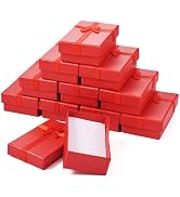 Craftdady 12pcs Red Jewelry Boxes Small Necklace Box Cardboard Jewelry Gift Boxes With Lids Bowkn...