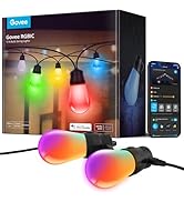 Govee Smart Outdoor String Lights H7015, 48ft RGBIC Outdoor Lights with 15 Dimmable LED Bulbs, IP...