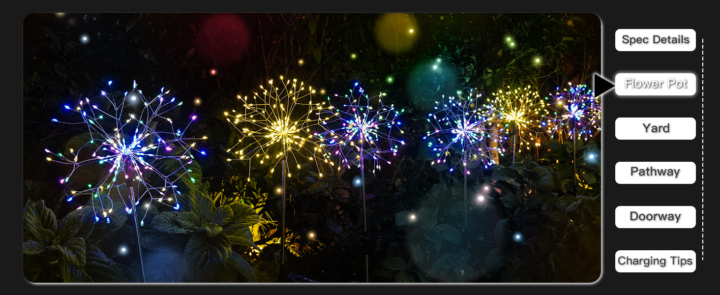 Firework lights in flower pot
