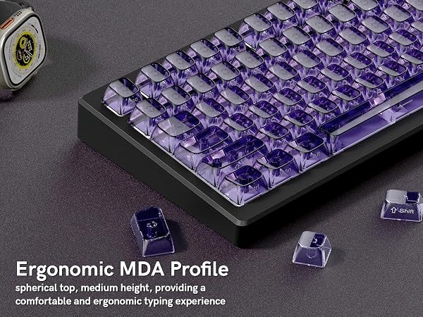 Purple Clear keycaps,Transparent keycaps,Ceramic Jelly Key caps,Shine Through keycap Side Printed