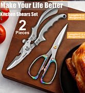 AUDAMI Kitchen Shears Set 2 Pieces Kitchen Scissors Heavy Duty Meat Scissors,Poultry Shears Heavy...