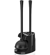 Toilet Plunger and Brush, Bowl Brush and Heavy Duty Toilet Plunger Set with Holder, 2-in-1 Bathro...