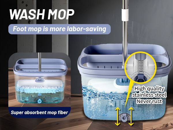 Flat mop with bucket set