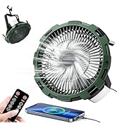 Camping Fan with LED Lantern, 8000mAh Rechargeable Battery Powered Tent Fan for Camping Hanging, ...