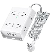 10Ft Long Surge Protector Power Strip, Extension Cord with 8 AC Outlets and 4 USB Ports(1 USB C),...