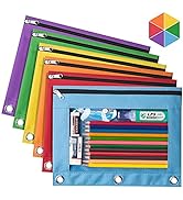 Forvencer 6Pack Pencil Pouches for 3 Ring Binder, Smooth Zipper 3 Ring Binder Pencil Pouch, Multi...