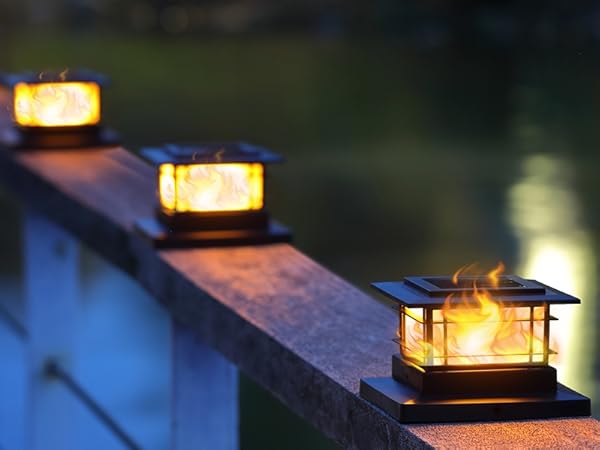 Solar Flame Post Lights