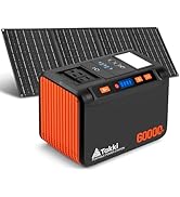 Takki Solar Generator 250W Portable Power Station with 40W Solar Panels 222Wh Pure Sine Wave Camp...