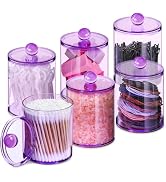 XIPENGKEJI 6 Pack Qtip Holder, Apothecary Jars Holder Dispenser, Bathroom Jars with Lids Set for ...