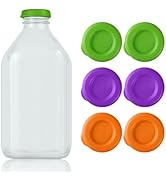 GAWBYET Silicone Milk Bottle Caps,48mm Diameter Glass Jug Replacement Lids Fit Stanpac &amp; Libbey &amp;...