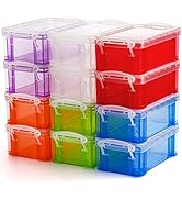Hiceeden 12 Pack Small Plastic Storage Box with Lid, 5
