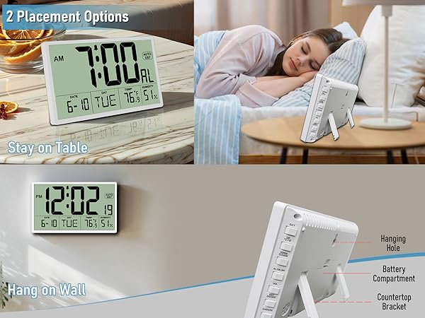 Self setting digital wall clock battery operated