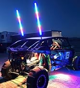 MICTUNING 2pc 3ft W1 Spiral LED Whip Lights with Flag, APP Control with RGB+IC Dream Flow Chasing...