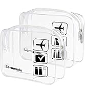 Lermende 2pcs/pack Clear Toiletry Bag TSA Approved Travel Carry On Airport Airline Quart Sized 3-...