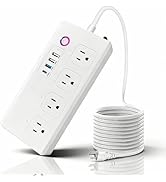 Smart WiFi Power Strip Surge Protector, Extension Cord w/ 4 Individually Controlled AC Outlets an...