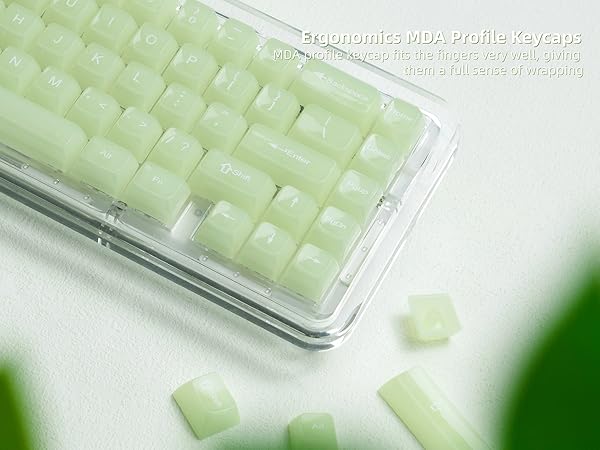Keyboard Keycaps Jelly - Ceramic Keycaps Style, Clear Creamy Matcha Green Key Cap