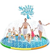 EPN Splash Pad, 13FT Size Extra Large Sprinkler Play Mat for Dogs &amp; Kids, Thicker Pool Summer Out...