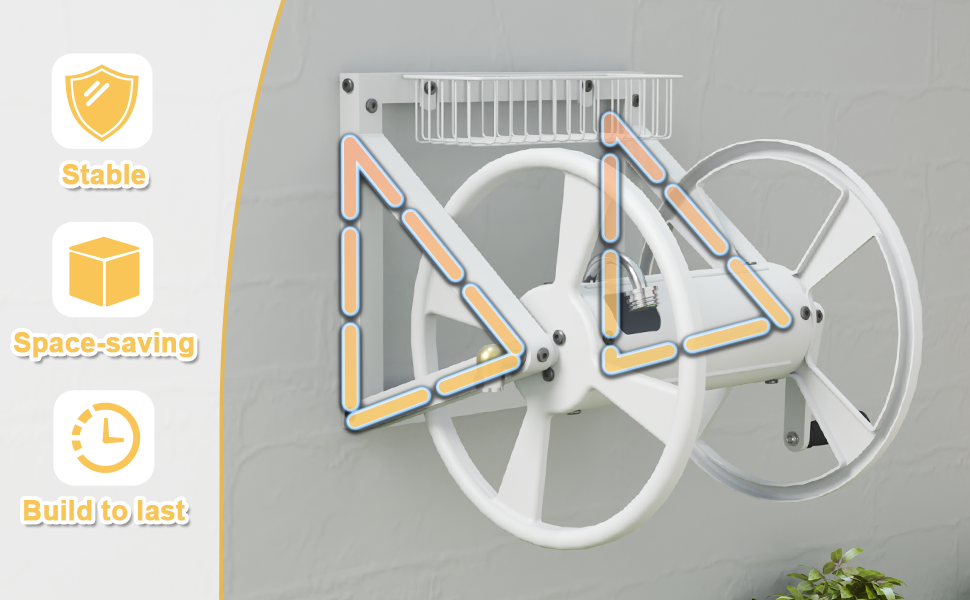 Artigarden Triangle Wall Mounted Garden Hose Reel