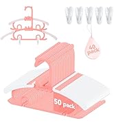 50 Pack Baby Hangers,with 40 Detachable Clips Adjustable 11.14"-15.55", Stackable Kids Closet Han...